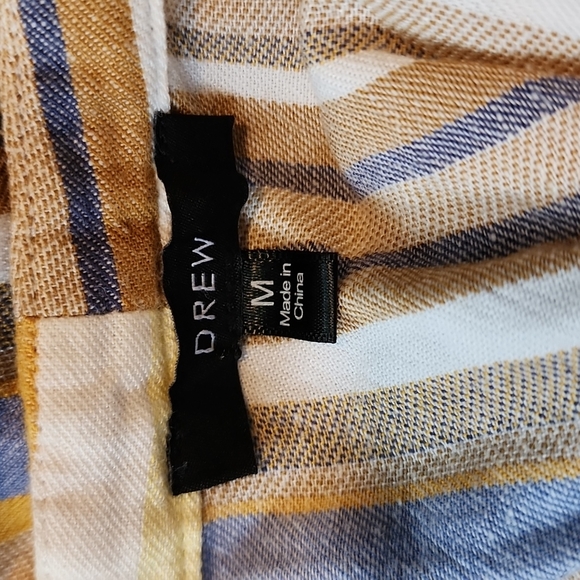 DREW yellow/blue/tan tie front sleeveless top-M - Picture 5 of 8